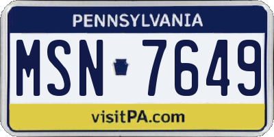 PA license plate MSN7649