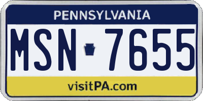 PA license plate MSN7655