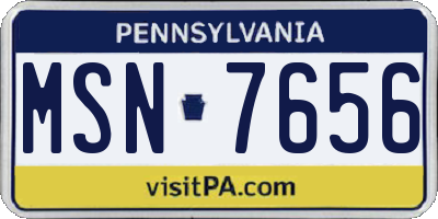 PA license plate MSN7656