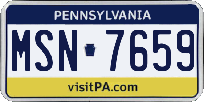 PA license plate MSN7659