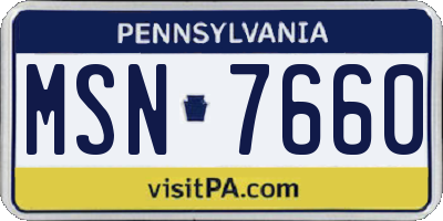 PA license plate MSN7660
