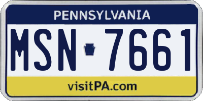 PA license plate MSN7661