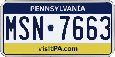 PA license plate MSN7663
