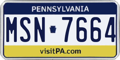 PA license plate MSN7664