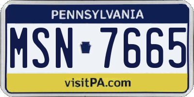 PA license plate MSN7665