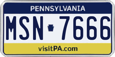 PA license plate MSN7666