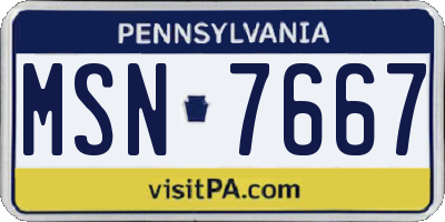 PA license plate MSN7667