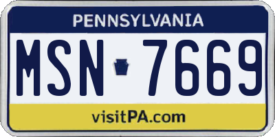 PA license plate MSN7669