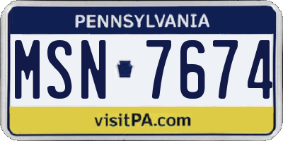 PA license plate MSN7674
