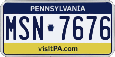 PA license plate MSN7676