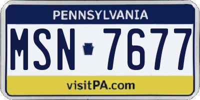 PA license plate MSN7677
