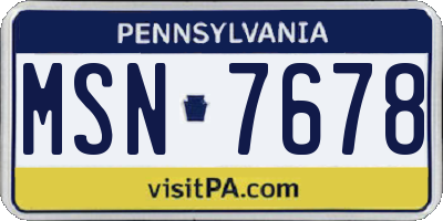 PA license plate MSN7678