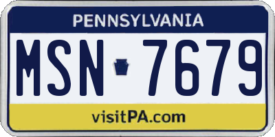 PA license plate MSN7679
