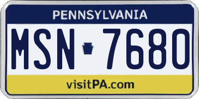 PA license plate MSN7680