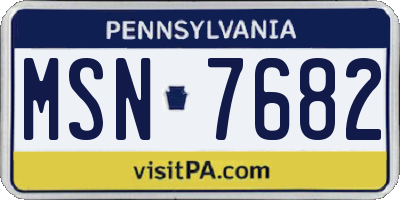 PA license plate MSN7682