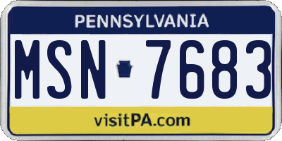 PA license plate MSN7683