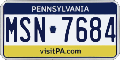 PA license plate MSN7684