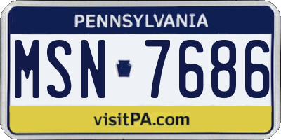 PA license plate MSN7686