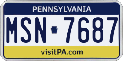 PA license plate MSN7687