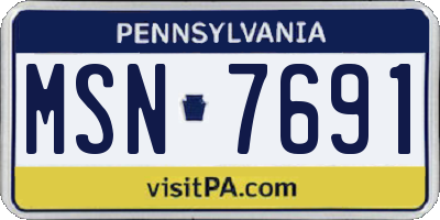 PA license plate MSN7691
