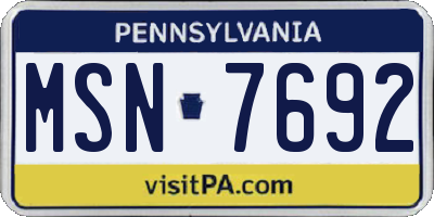 PA license plate MSN7692