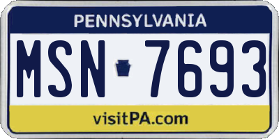 PA license plate MSN7693