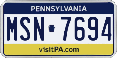 PA license plate MSN7694