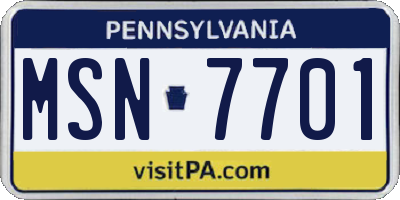 PA license plate MSN7701