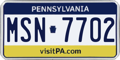 PA license plate MSN7702