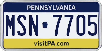 PA license plate MSN7705