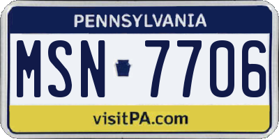 PA license plate MSN7706