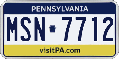PA license plate MSN7712