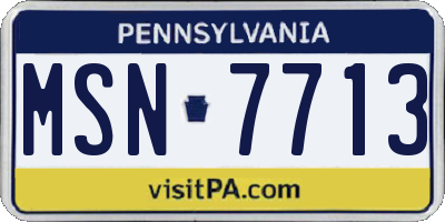 PA license plate MSN7713