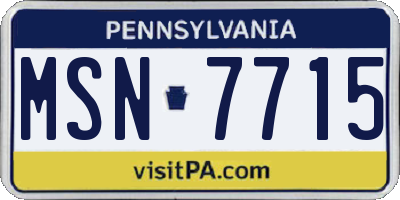 PA license plate MSN7715