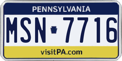 PA license plate MSN7716