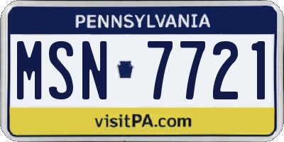 PA license plate MSN7721