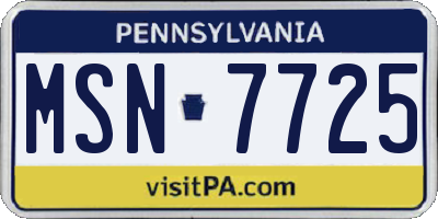 PA license plate MSN7725