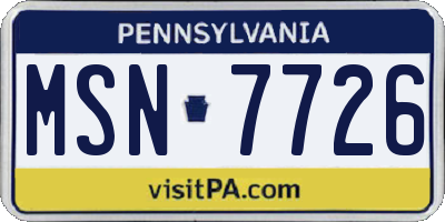 PA license plate MSN7726