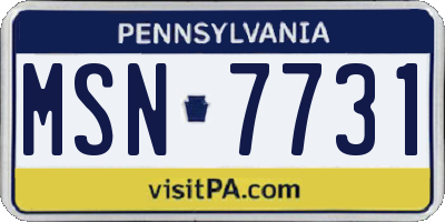 PA license plate MSN7731