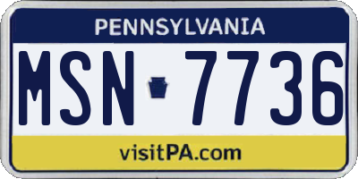PA license plate MSN7736