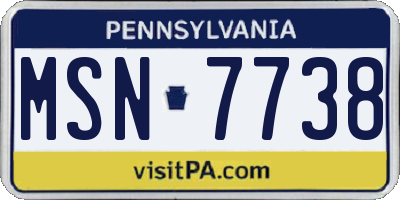 PA license plate MSN7738