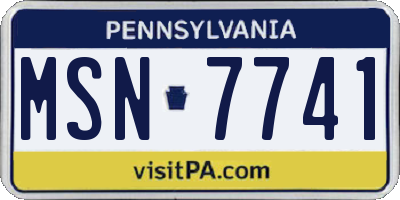 PA license plate MSN7741