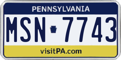 PA license plate MSN7743