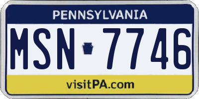 PA license plate MSN7746