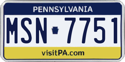 PA license plate MSN7751