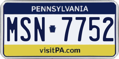 PA license plate MSN7752