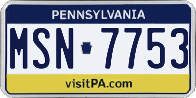 PA license plate MSN7753