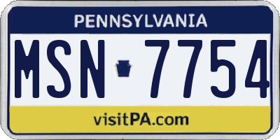 PA license plate MSN7754