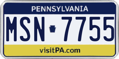 PA license plate MSN7755