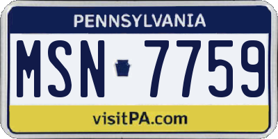 PA license plate MSN7759